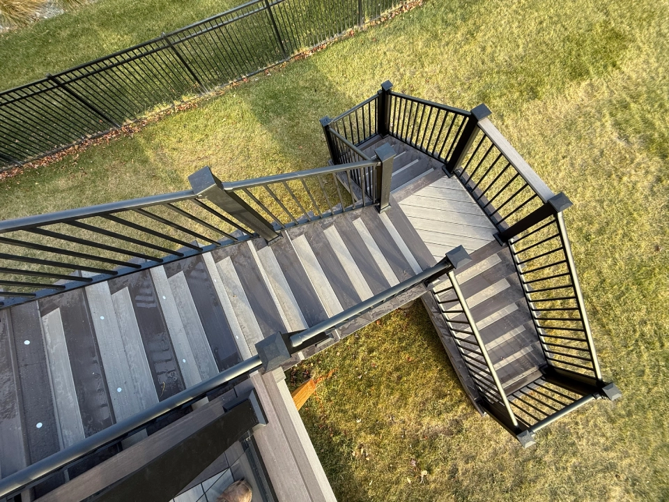 Multi zone deck ideas on a finished custom deck built by Big Pine Decks near Gretna, NE