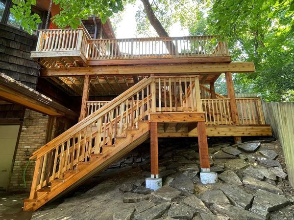 Deck installation in Springfield on a finished custom deck built by Big Pine Decks near Springfield, NE