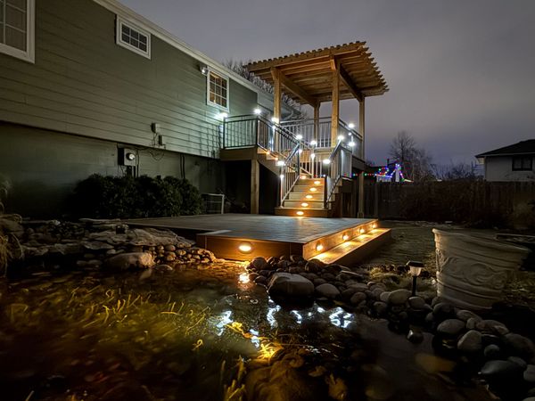 Small deck ideas on a finished custom deck built by Big Pine Decks near Ralston, NE